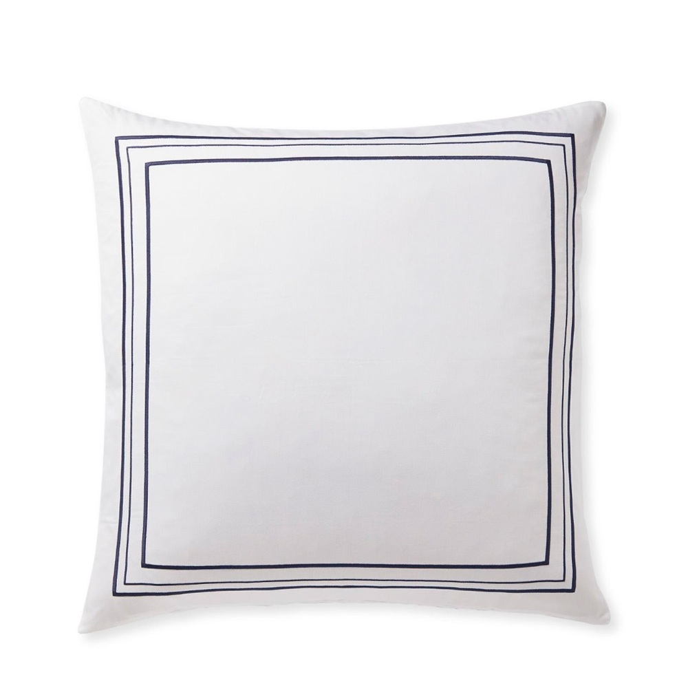 Serena and Lily white euro Square Pillow with Navy Border